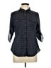 Eden & Olivia Polka Dots Black 3/4 Sleeve Button-Down Shirt Size L - photo 1
