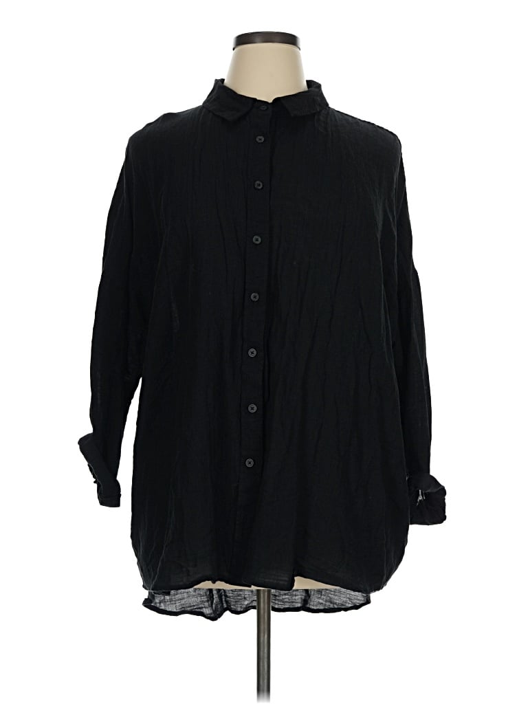 Pre-owned Wild Fable 3/4 Sleeve Button Down Shirt In Black