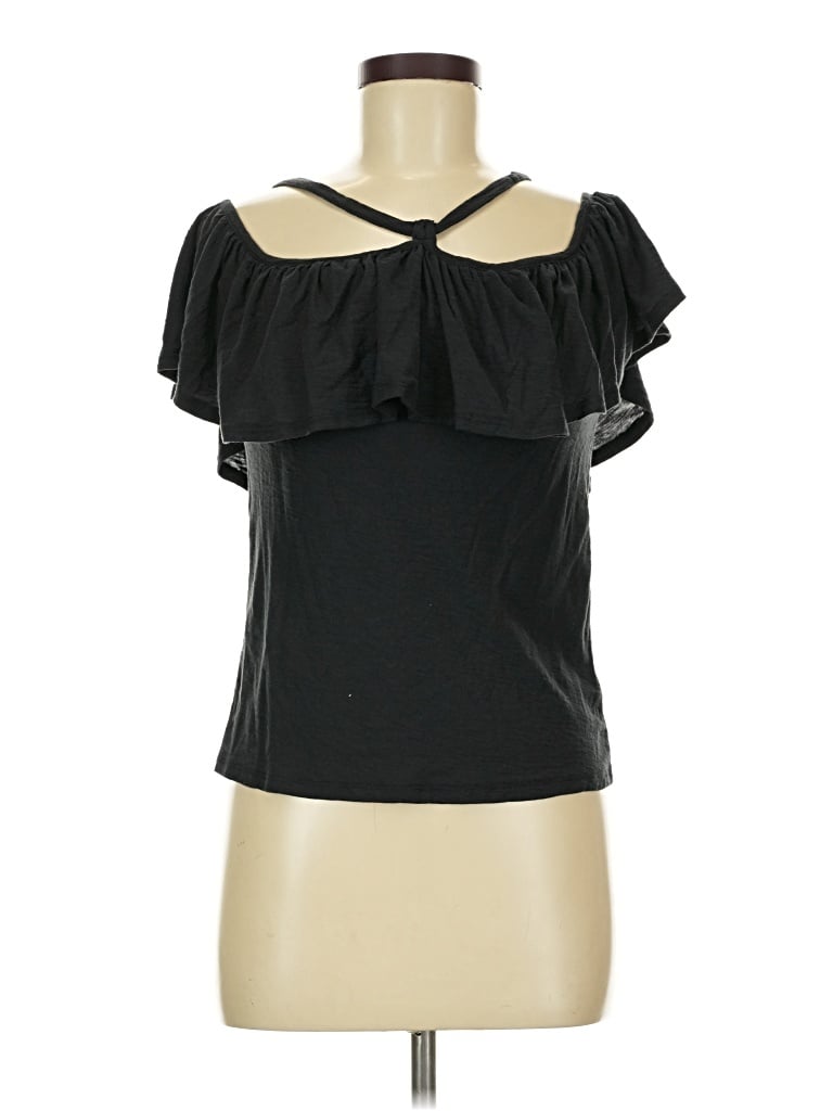 Pre-owned Nation Ltd Short Sleeve Top Black Cold Shoulder Neckline Tops