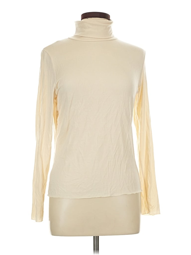 Pre-owned Gap Fit Long Sleeve Top Ivory Turtleneck Tops