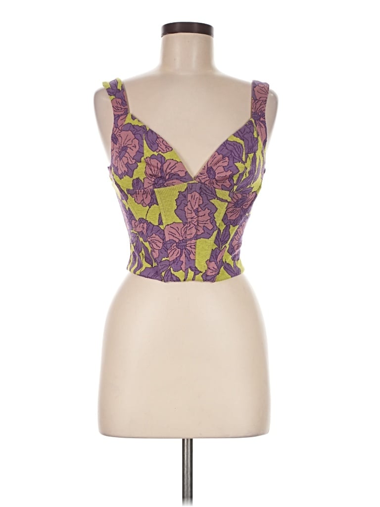 Pre-owned Zara Sleeveless Top Purple Sweetheart Neckline Tops