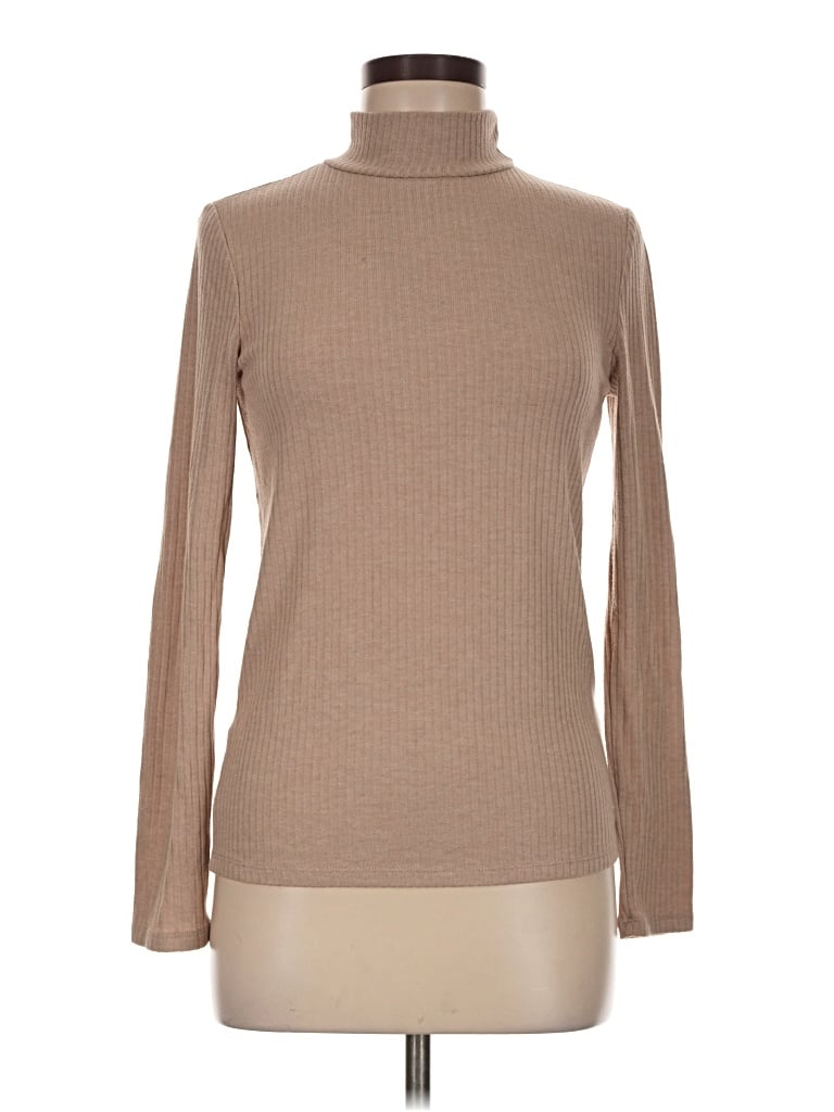 Pre-owned Mng Long Sleeve Top Tan Turtleneck Tops