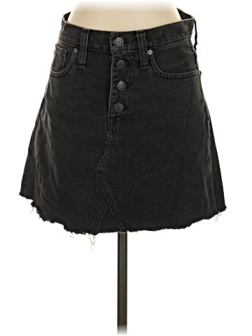 Madewell Rigid Denim A-Line Mini Skirt in Lunar Wash: Button-Front Edition (view 1)