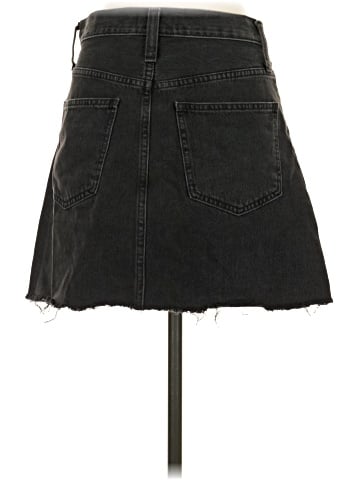 Madewell Rigid Denim A-Line Mini Skirt in Lunar Wash: Button-Front Edition (view 2)