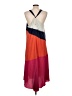 Tory Burch 100% Silk Color Block Orange Casual Dress Size L - photo 2