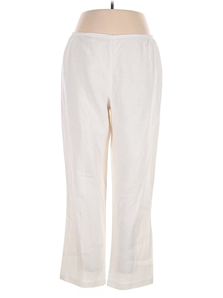 Pre-owned Caroline Rose Linen Pants In Ivory