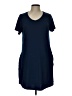 BCBGMAXAZRIA Solid Blue Casual Dress Size L - photo 1