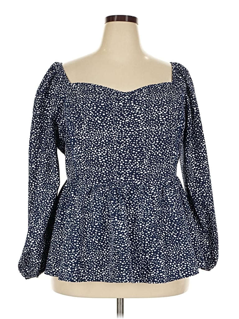 Pre-owned Shein Curve 3/4 Sleeve Blouse In Blue