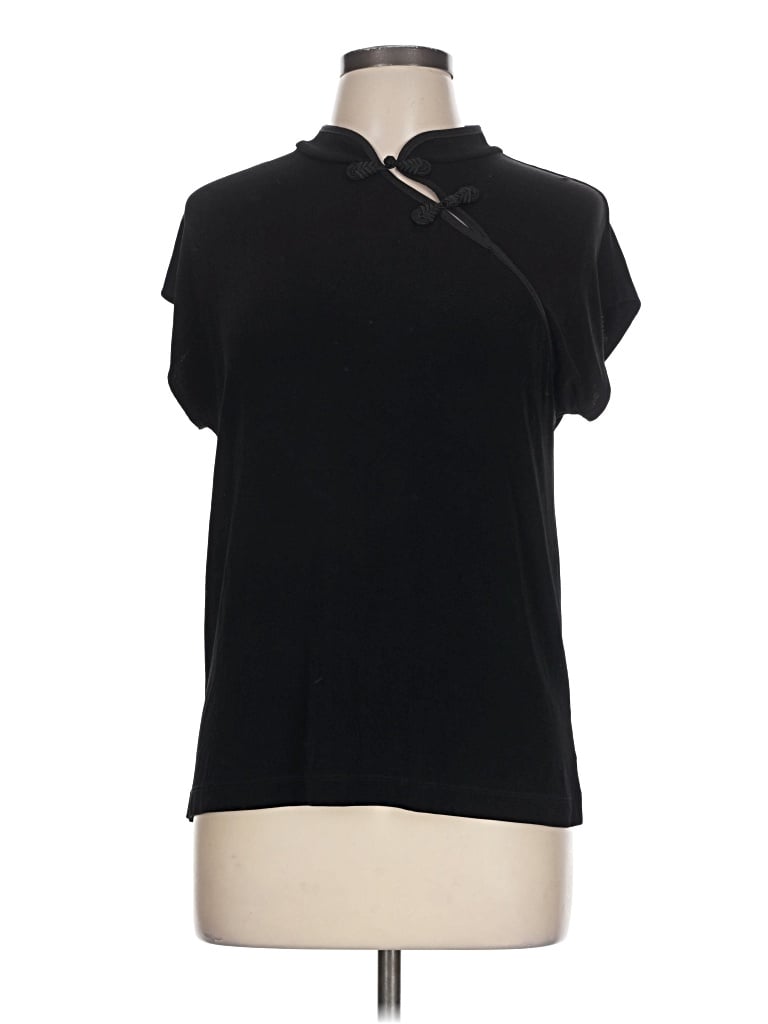Pre-owned Travelers By Chico's Short Sleeve Top Black Cowl Neck Tops
