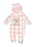 Assorted Brands 100% Polyester Checkered-gingham Pink Long Sleeve Onesie Size 0-3 mo - photo 1