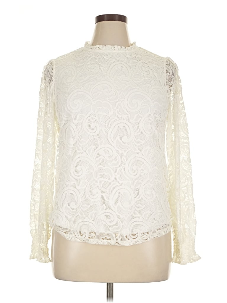 Adrianna Papell Long Sleeve Blouse In Ivory