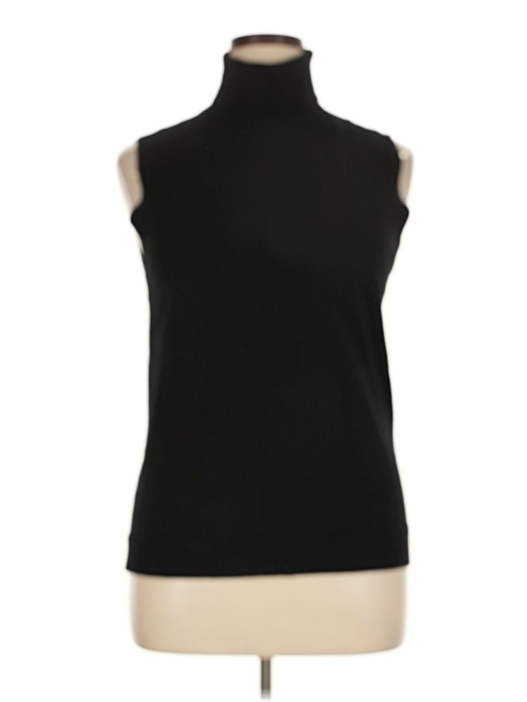 Pre-owned Anne Klein Sleeveless Top Black Turtleneck Tops