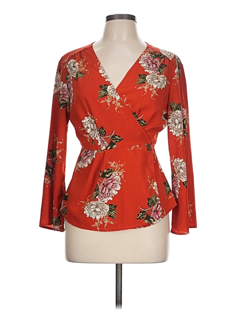 Pre-owned Astr Long Sleeve Blouse In Red