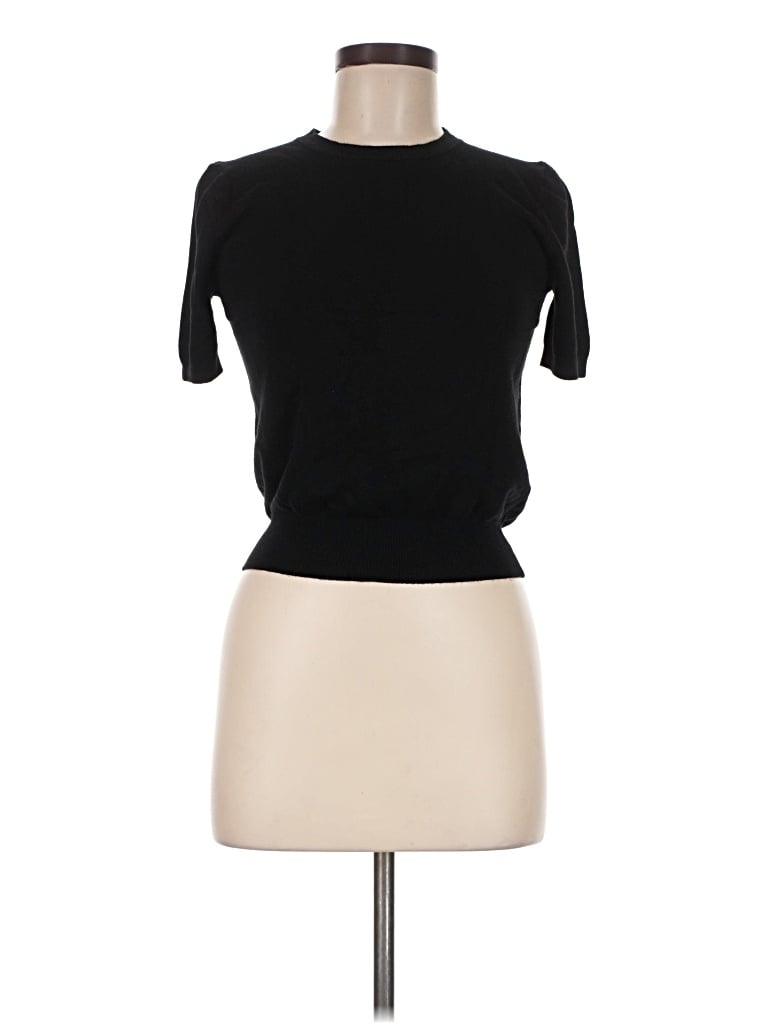 Pre-owned Zara Short Sleeve Top Black Turtleneck Tops
