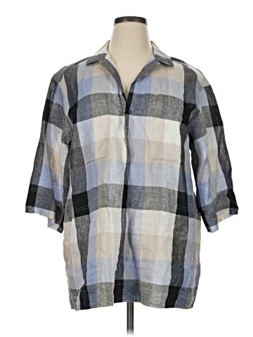 Lafayette 148 New York 3/4 Sleeve Button-Down Shirt (view 1)