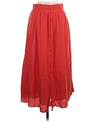 Madewell Smocked-Waist Button-Front Midi Skirt (view 1)