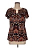 By Design Brown Short Sleeve Blouse Size M - photo 1