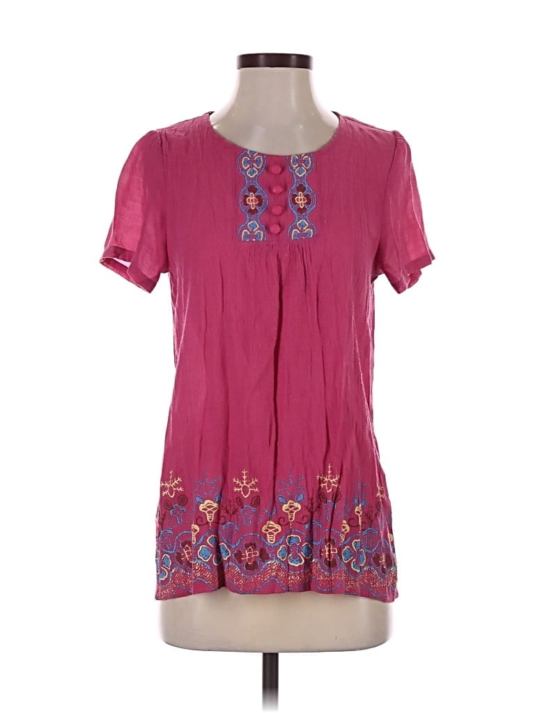 Pre-owned Unbranded Short Sleeve Blouse In Pink