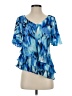 Alex Evenings 100% Polyester Blue Short Sleeve Blouse Size S - photo 1