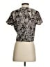 BCBGMAXAZRIA 100% Silk Animal Print Chevron-herringbone Snake Print Zebra Print Black Silver Short Sleeve Silk Top Size XS - photo 2