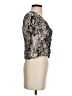 BCBGMAXAZRIA 100% Silk Animal Print Chevron-herringbone Snake Print Zebra Print Black Silver Short Sleeve Silk Top Size XS - photo 4