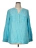 Talbots 100% Linen Teal Long Sleeve Blouse Size XL - photo 1