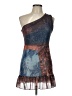 Unbranded Graphic Blue Brown Cocktail Dress Size L - photo 1