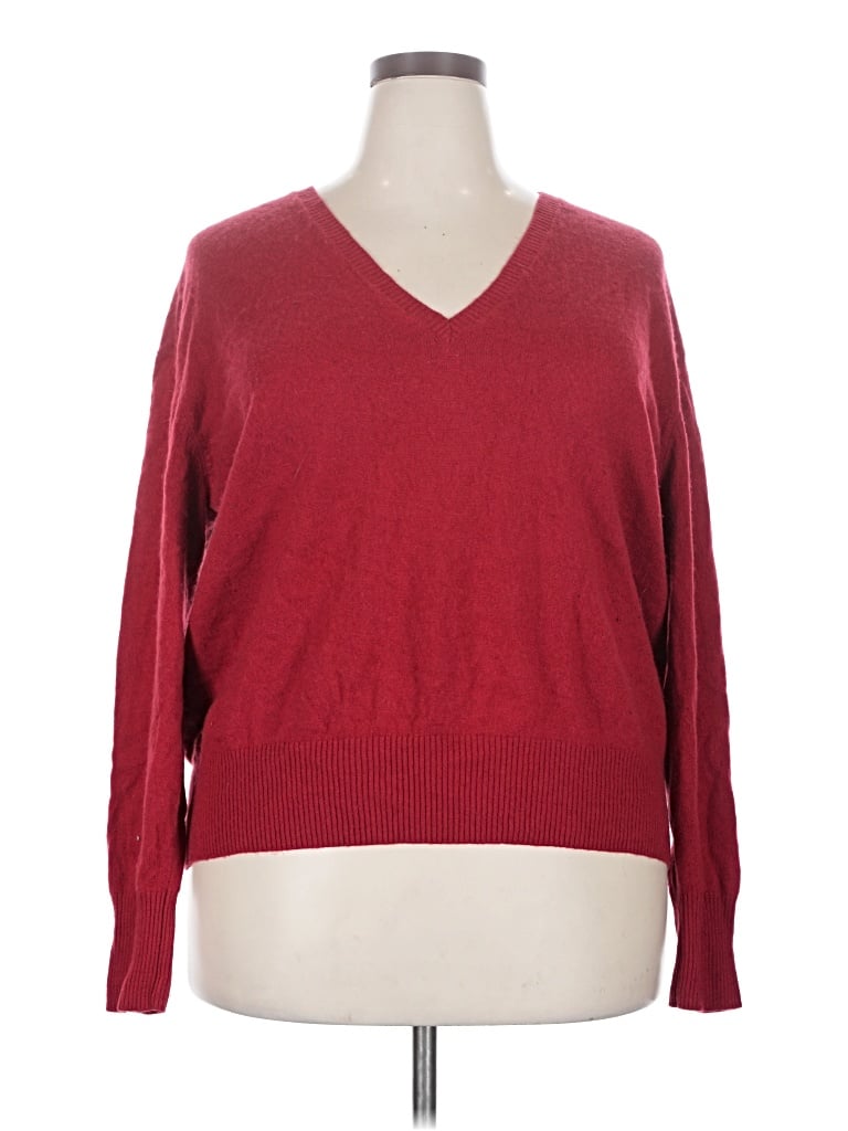 Pre-owned Universal Standard Wool Pullover Sweater In Burgundy