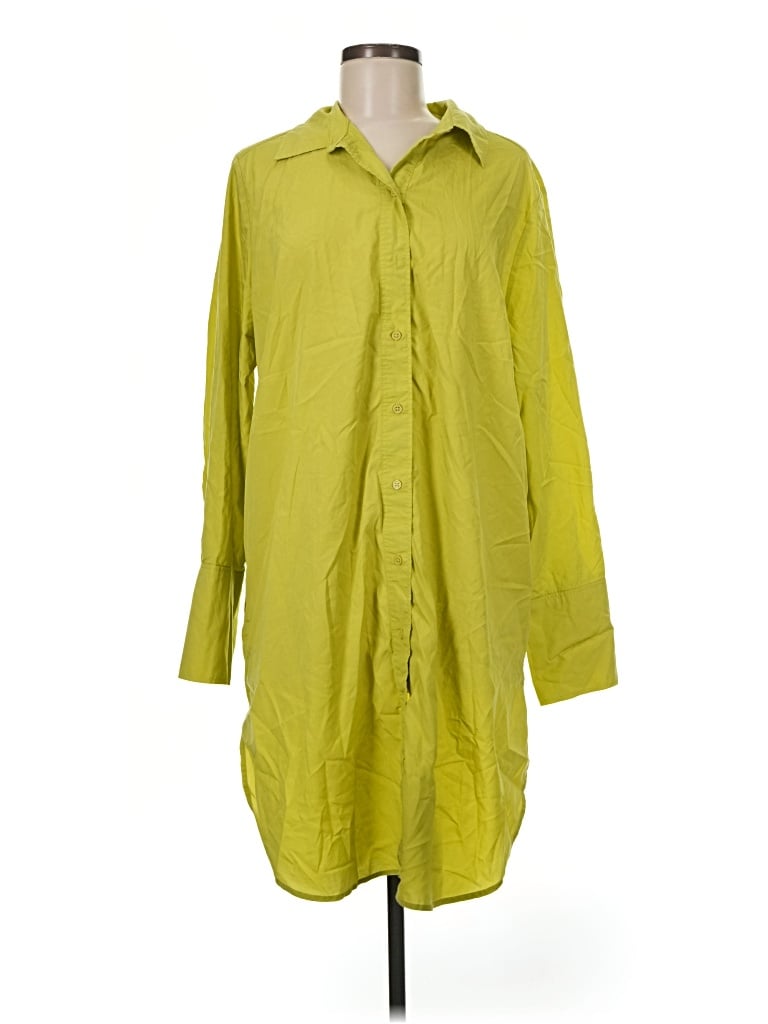 Pre-owned H&m 3/4 Sleeve Button Down Shirt In Green