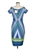 Bisou Bisou 100% Polyester Graphic Blue Cocktail Dress Size 6 - photo 2