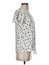 Fred David Polka Dots Silver Short Sleeve Blouse Size S - photo 4