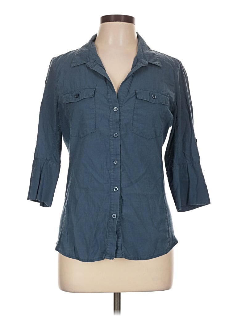 Pre-owned Ci Sono 3/4 Sleeve Button Down Shirt In Blue