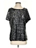 Boston Proper 100% Polyester Metallic Silver Short Sleeve Top Size S - photo 1