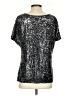 Boston Proper 100% Polyester Metallic Silver Short Sleeve Top Size S - photo 2