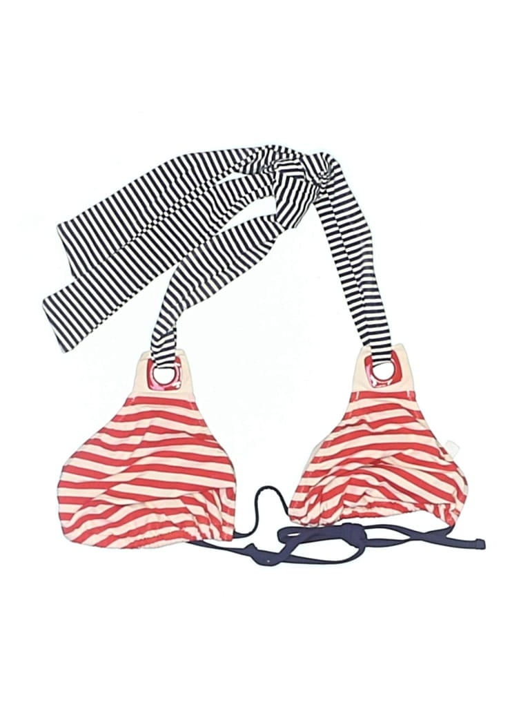 Pre-owned Nanette Lepore Swimsuit Top Red Stripes Pattern Swimwear