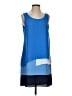 BCBGMAXAZRIA 100% Polyester Color Block Blue Casual Dress Size 4 - photo 1