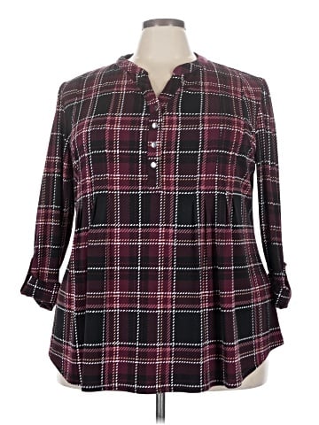 Roz & Ali 3/4 Sleeve Button-Down Shirt (view 1)