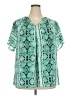 Violet & Claire 100% Polyester Snake Print Green Short Sleeve Blouse Size 2X - photo 1