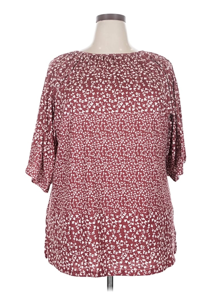 Pre-owned Assorted Brands Short Sleeve Blouse In Burgundy