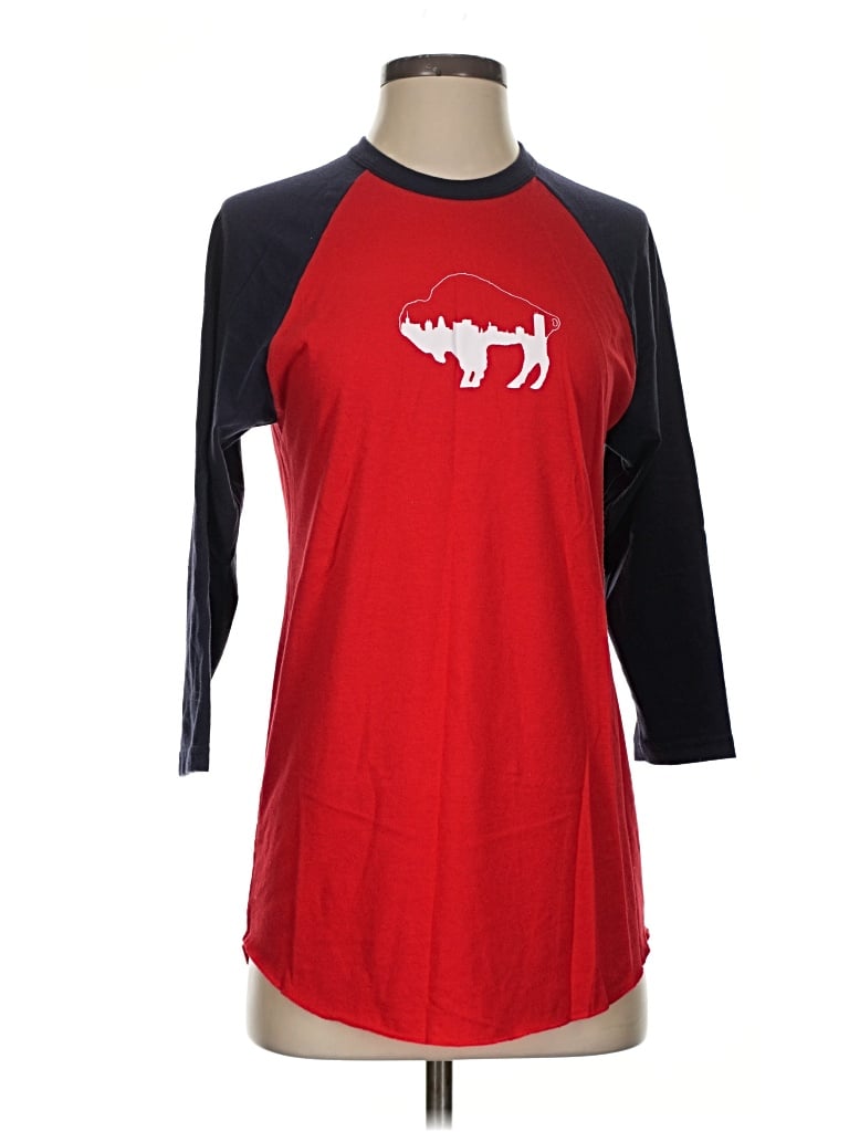 Pre-owned American Apparel 3/4 Sleeve T-shirt In Red