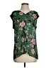 CAbi 100% Polyester Floral Green Short Sleeve Blouse Size S - photo 1