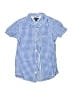 Tommy Hilfiger 100% Cotton Checkered-gingham Blue Short Sleeve Button-Down Shirt Size 6 - photo 1