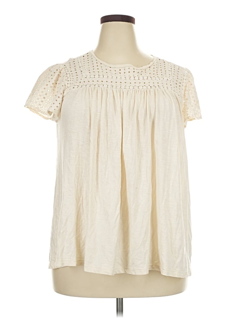 Pre-owned Lane Bryant Short Sleeve T-shirt In Ivory