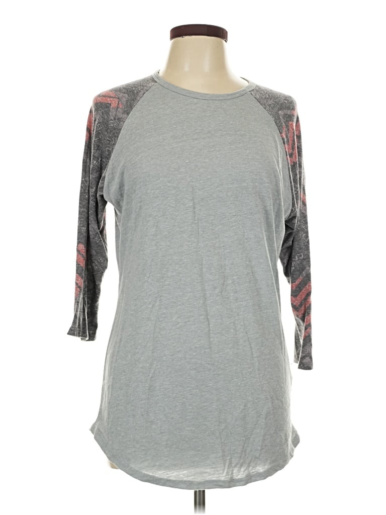 Pre-owned Lularoe 3/4 Sleeve Top Gray Crew Neck Tops