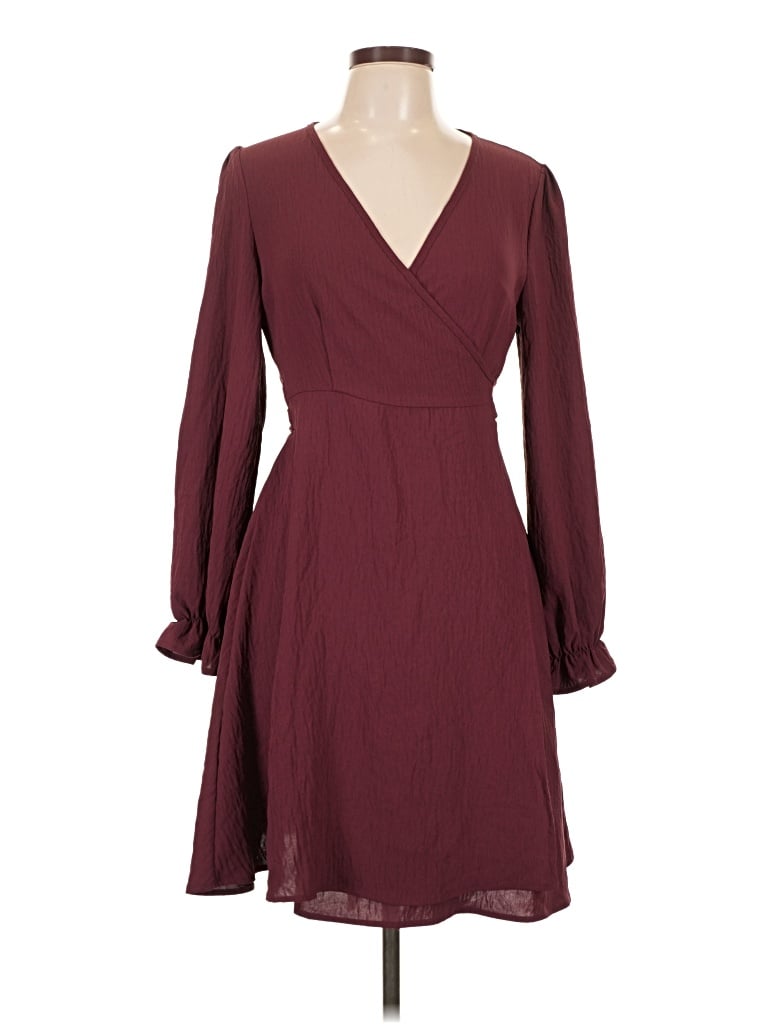 Pre-owned Shein Casual Dress In Burgundy