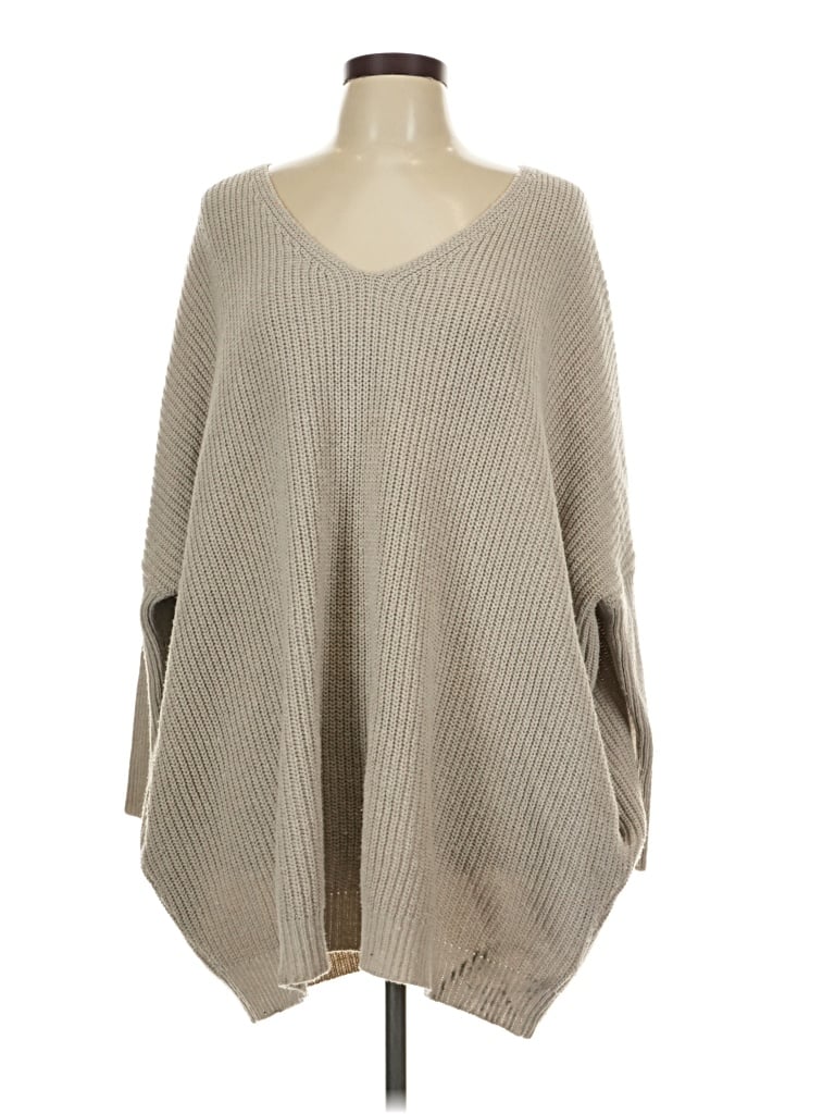 Pre-owned Listicle Poncho In Tan