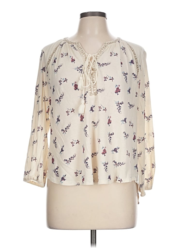 Pre-owned Lucky Brand 3/4 Sleeve Blouse In Ivory