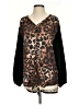 Honeyme Animal Print Brown Long Sleeve Blouse Size S - photo 1