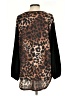 Honeyme Animal Print Brown Long Sleeve Blouse Size S - photo 2