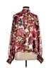 Aura 100% Polyester Floral Burgundy Pink Long Sleeve Blouse Size L - photo 1